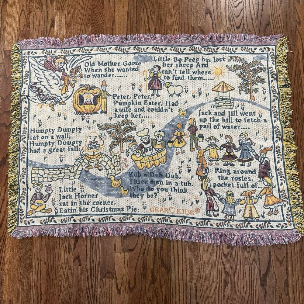 Vintage‎ Blanket Tapestry Woven Throw Nursery Rhymes Wall Art Baby Gear Kids